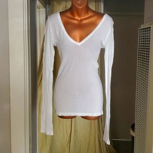 Sparkle Waffle Thermal Modal Blend V-Neck White Large